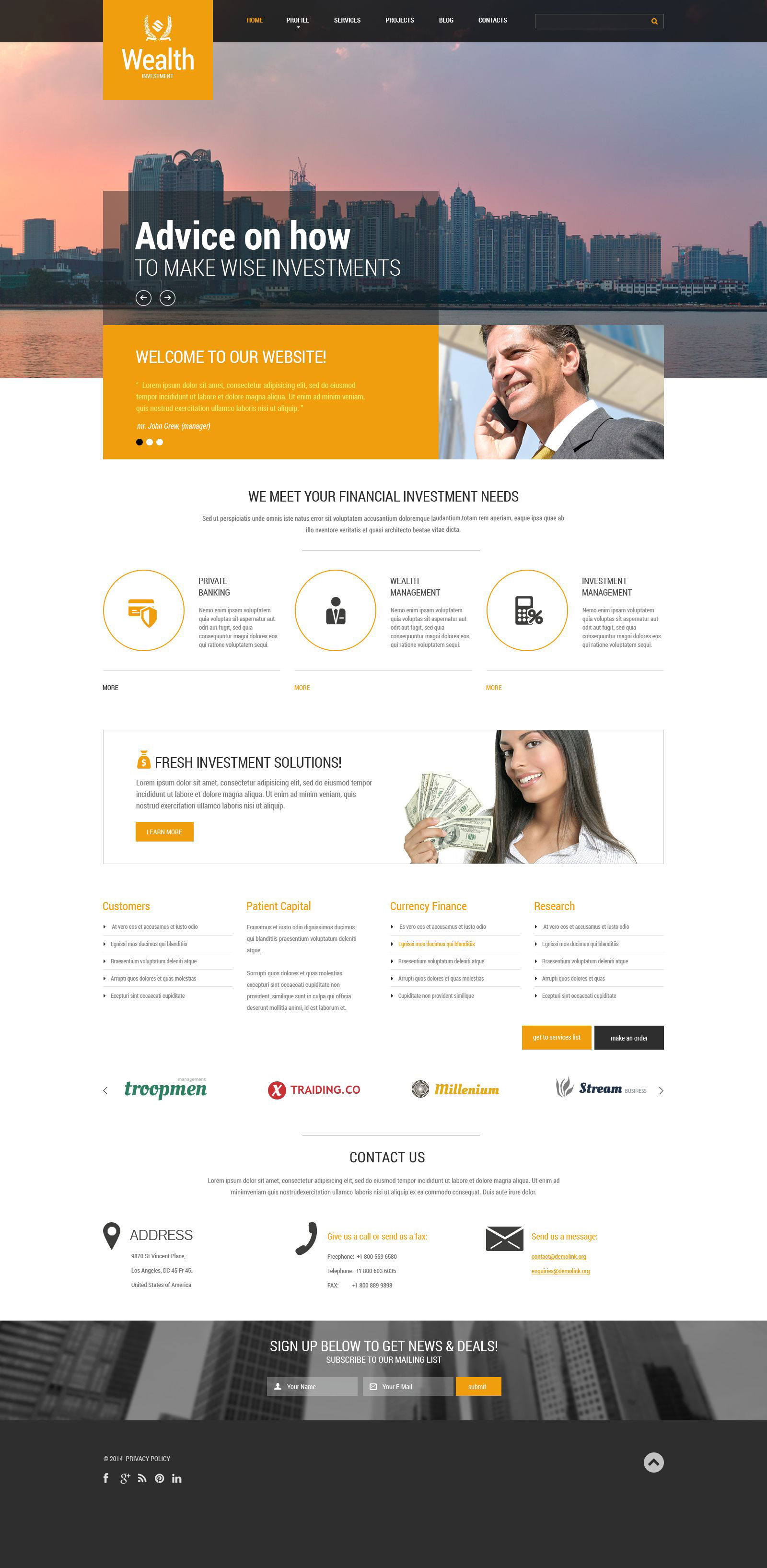 Investment Company Template Responsive Website Template