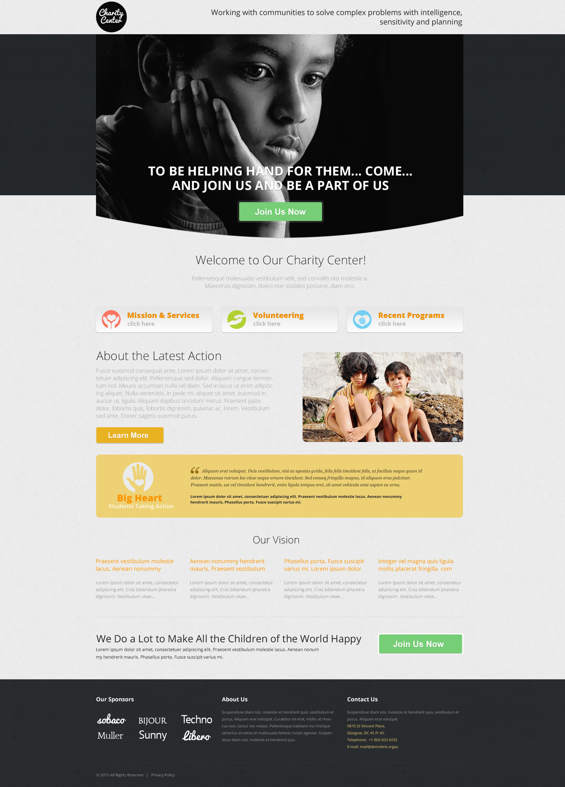 Charity Template Responsive Landing Page Template