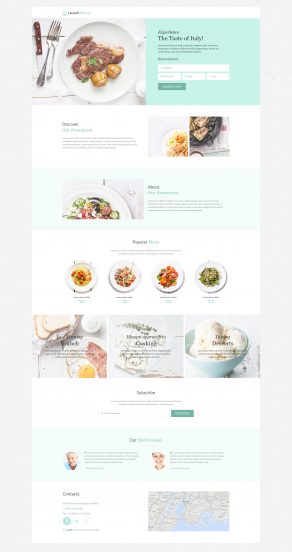 Cafe and Restaurant Template Responsive Landing Page Template