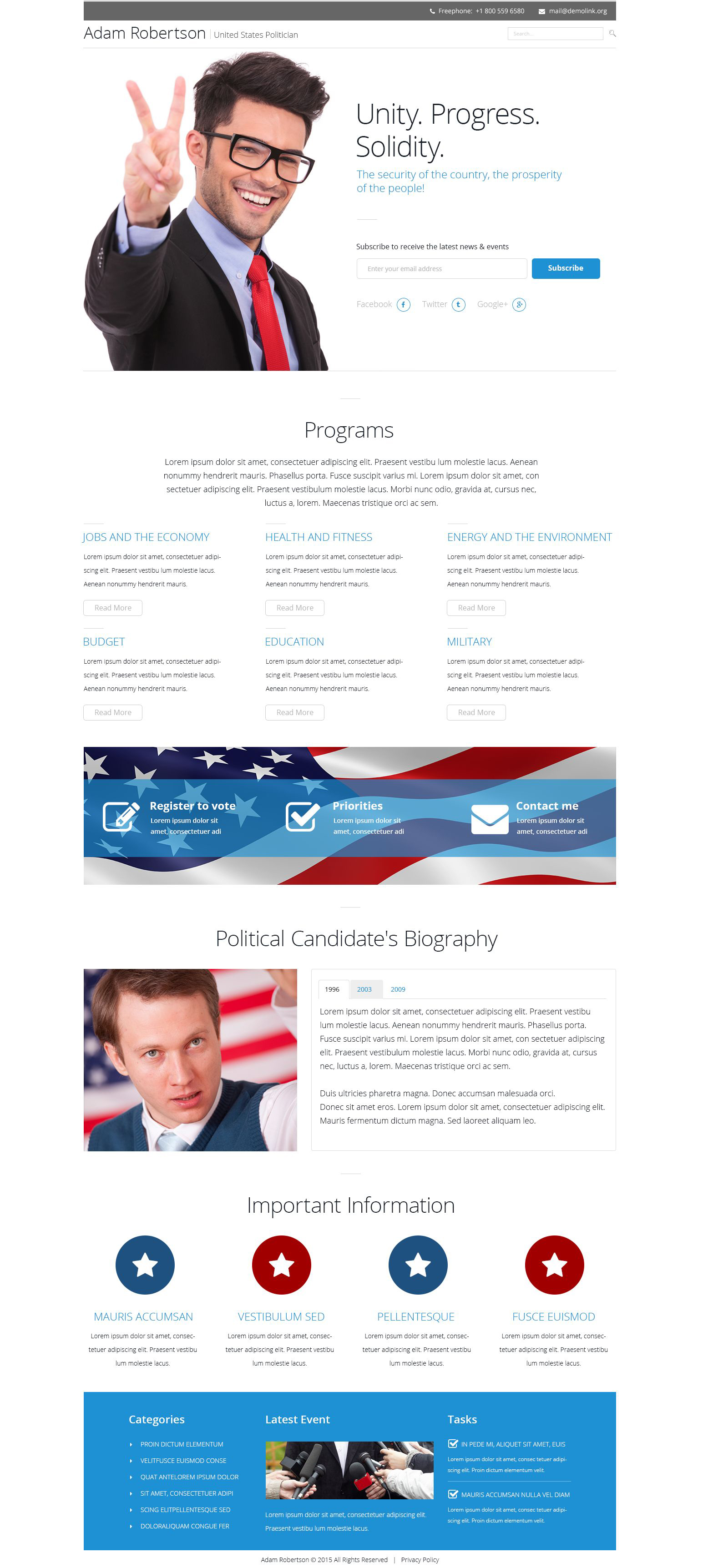 Political Candidate Template Responsive Landing Page Template