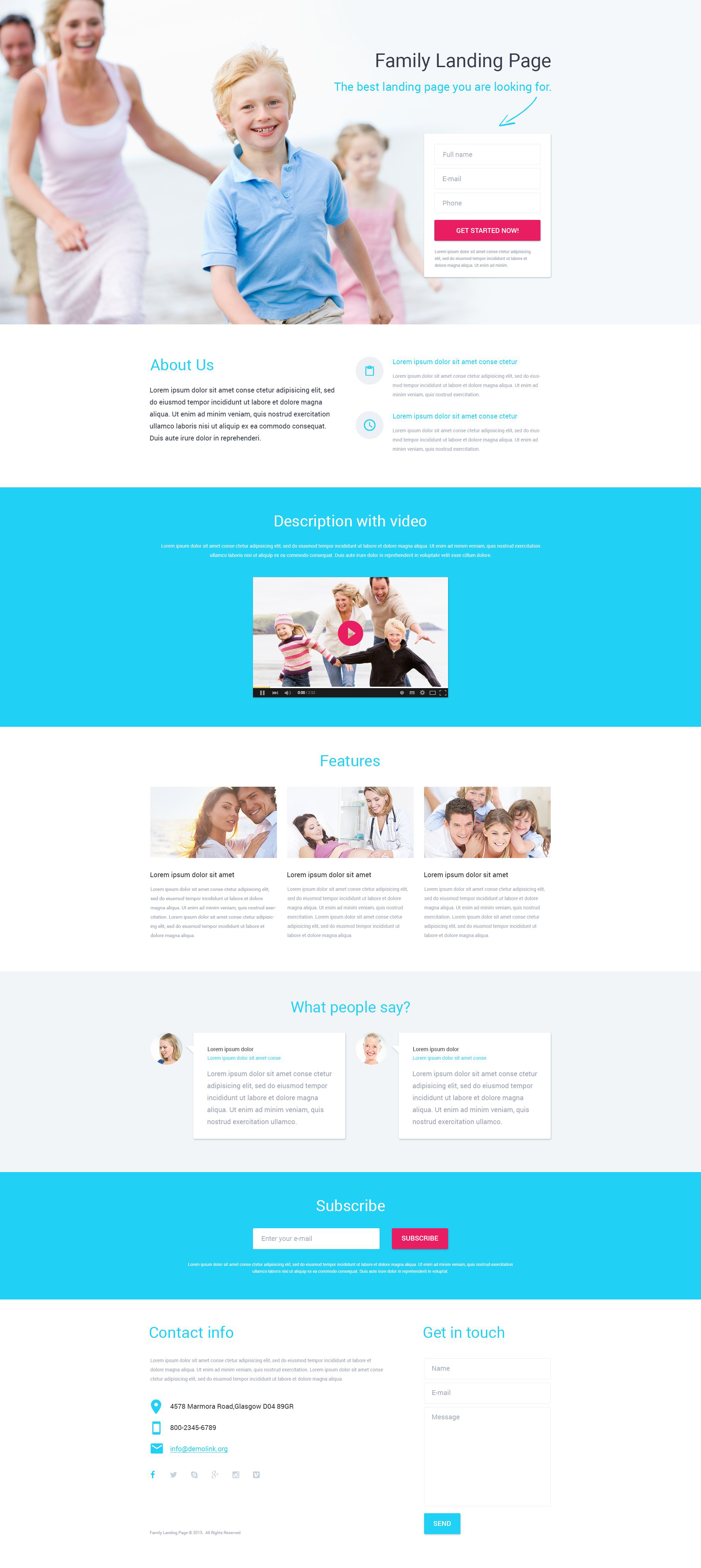 Family Center Template Responsive Landing Page Template