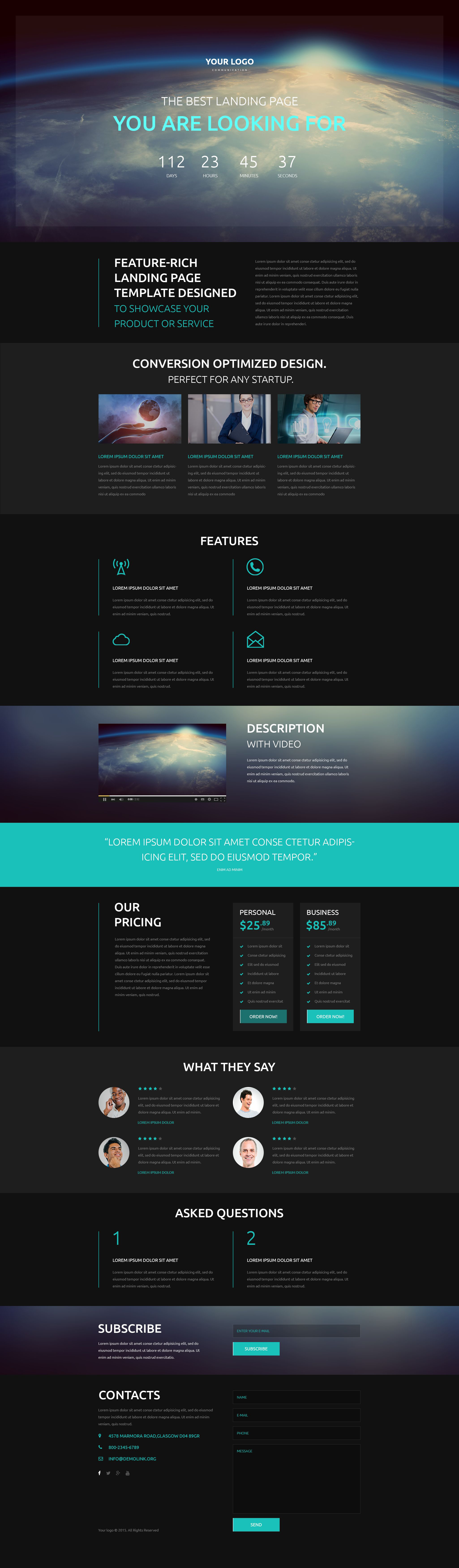 Communications Template Responsive Landing Page Template