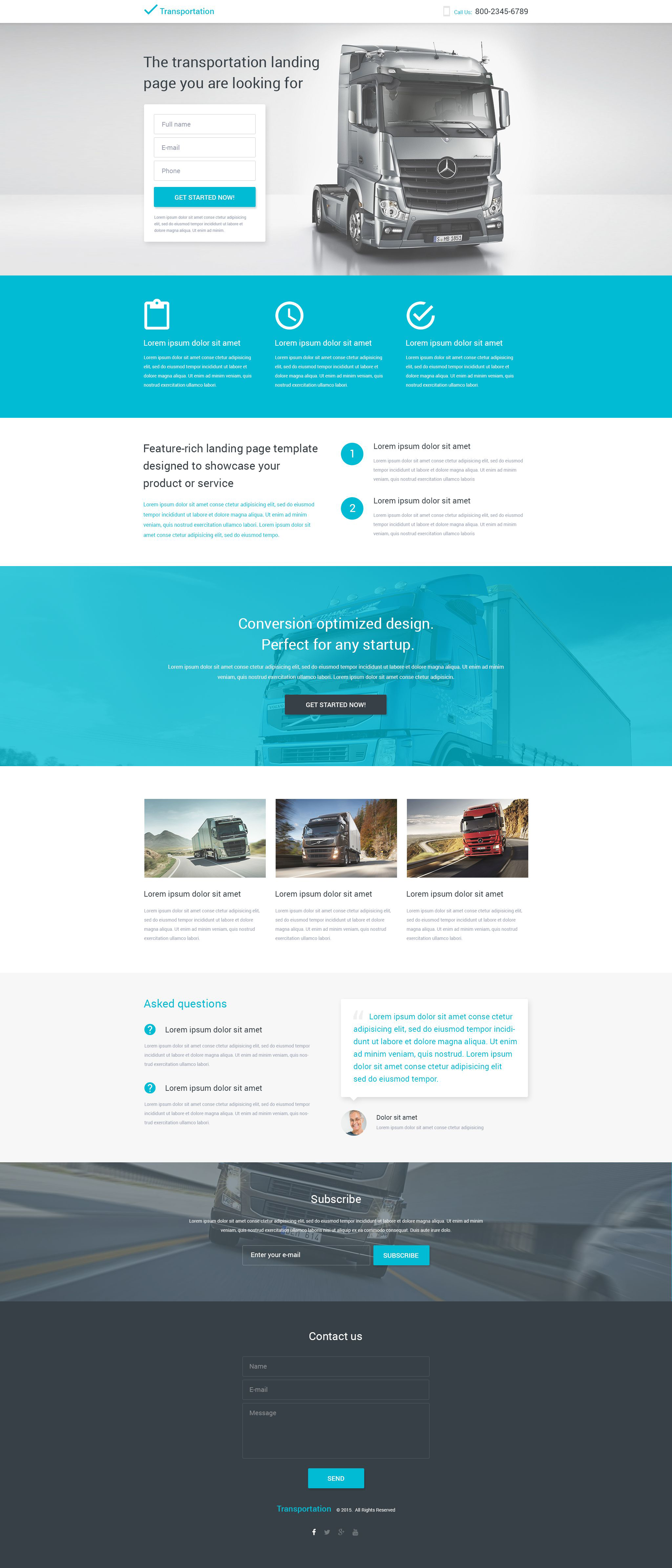 Transportation Template Responsive Landing Page Template