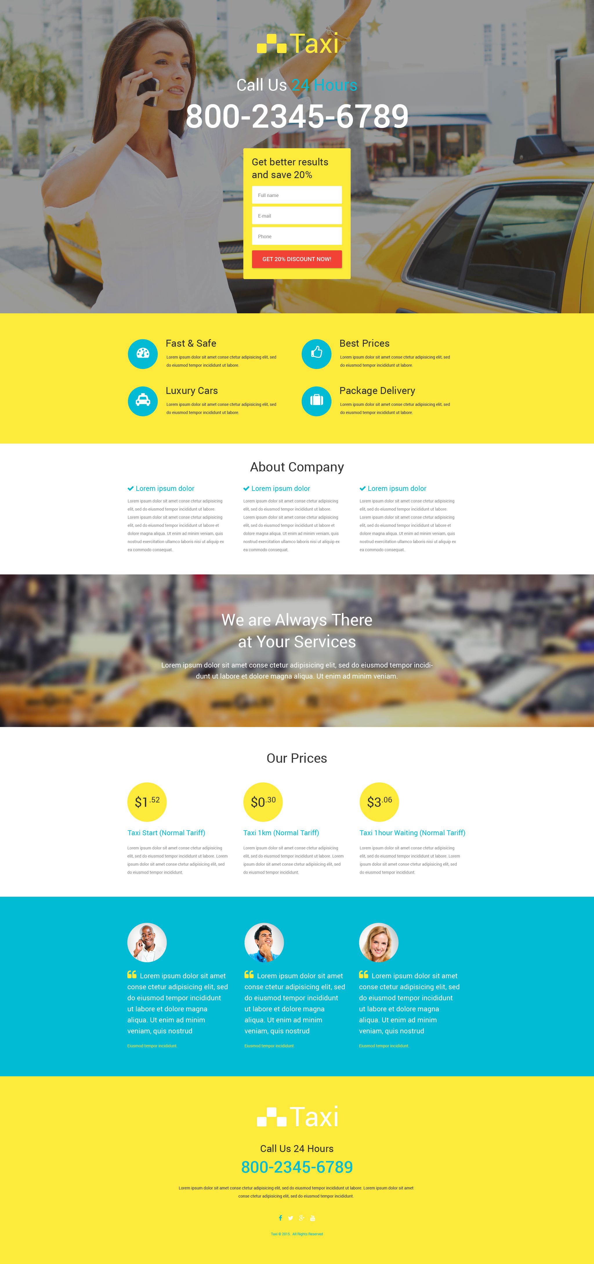 Taxi Template Responsive Landing Page Template