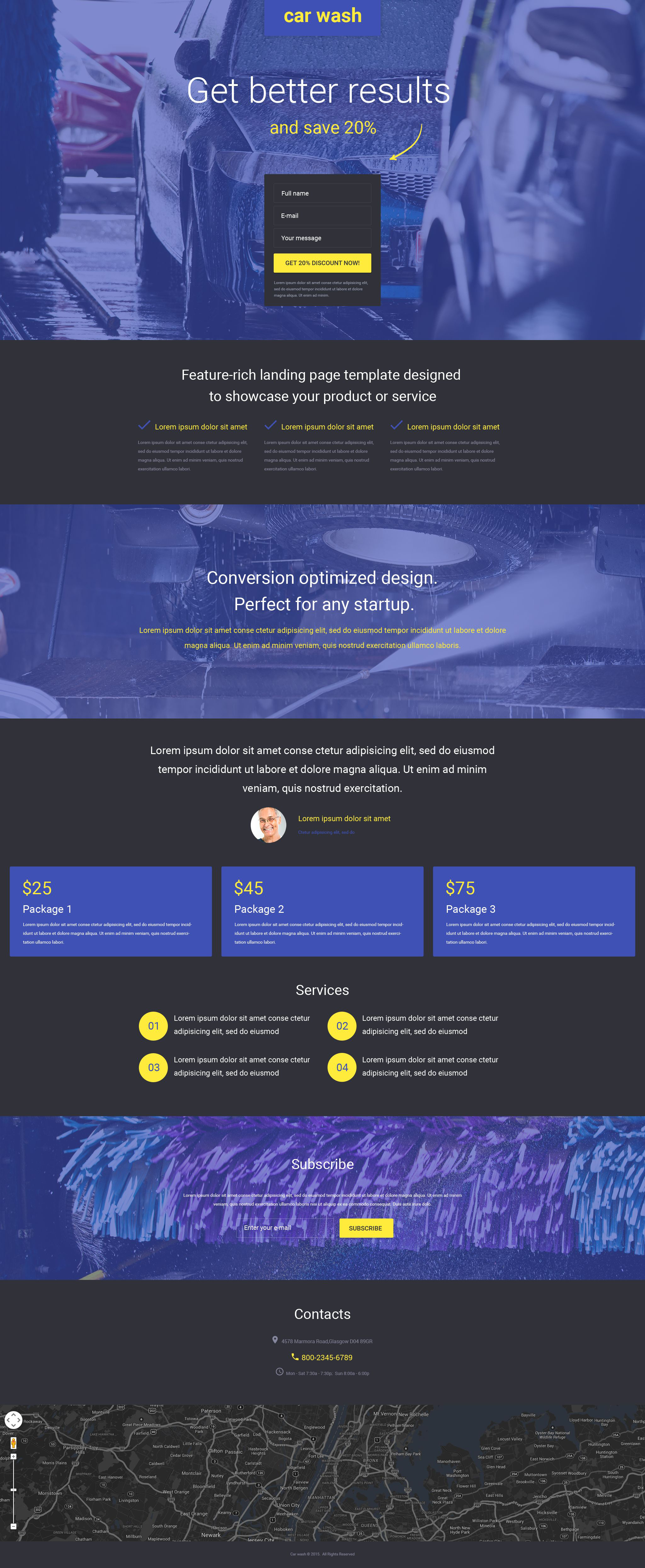 Car Wash Template Responsive Landing Page Template