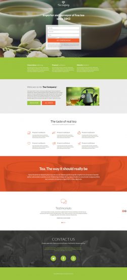 Tea Shop Template Responsive Landing Page Template