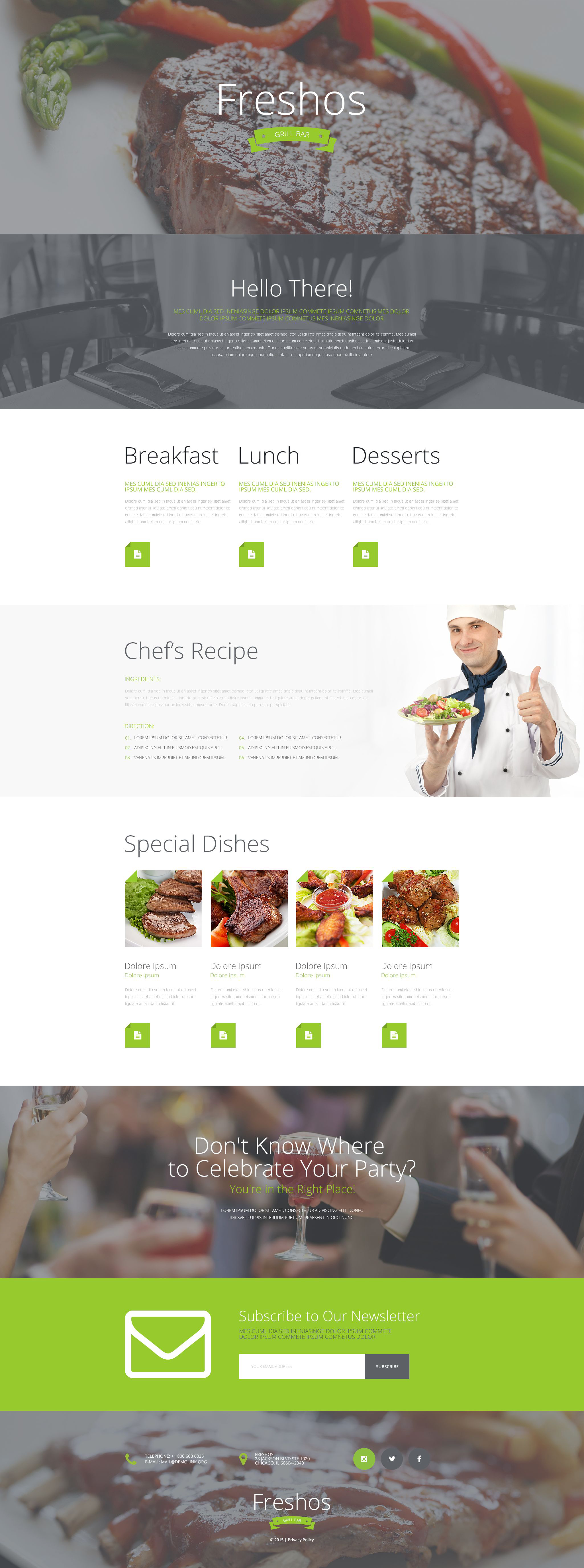 Cafe and Restaurant Template Responsive Landing Page Template