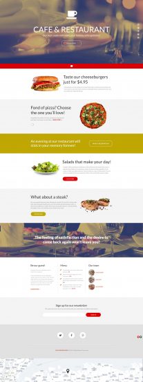 Cafe and Restaurant Template Responsive Landing Page Template