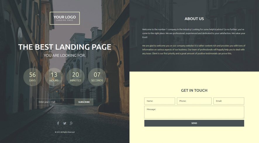 Business Template Responsive Landing Page Template