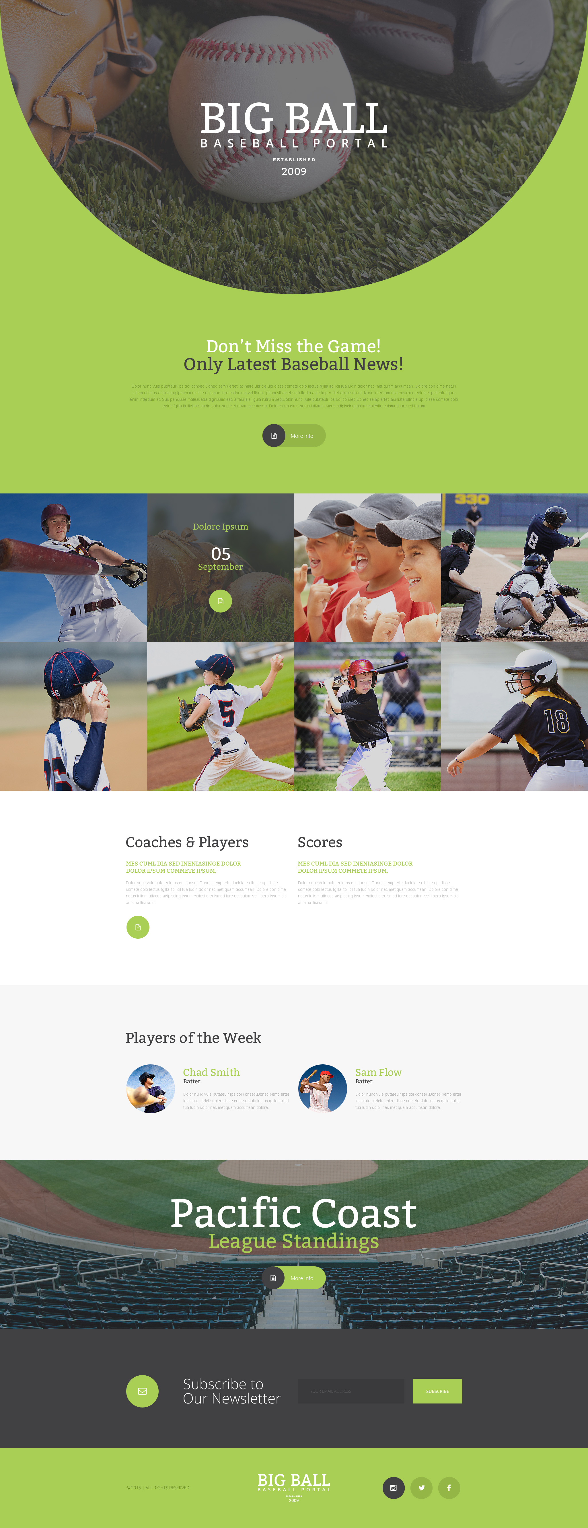 Baseball Template Responsive Landing Page Template