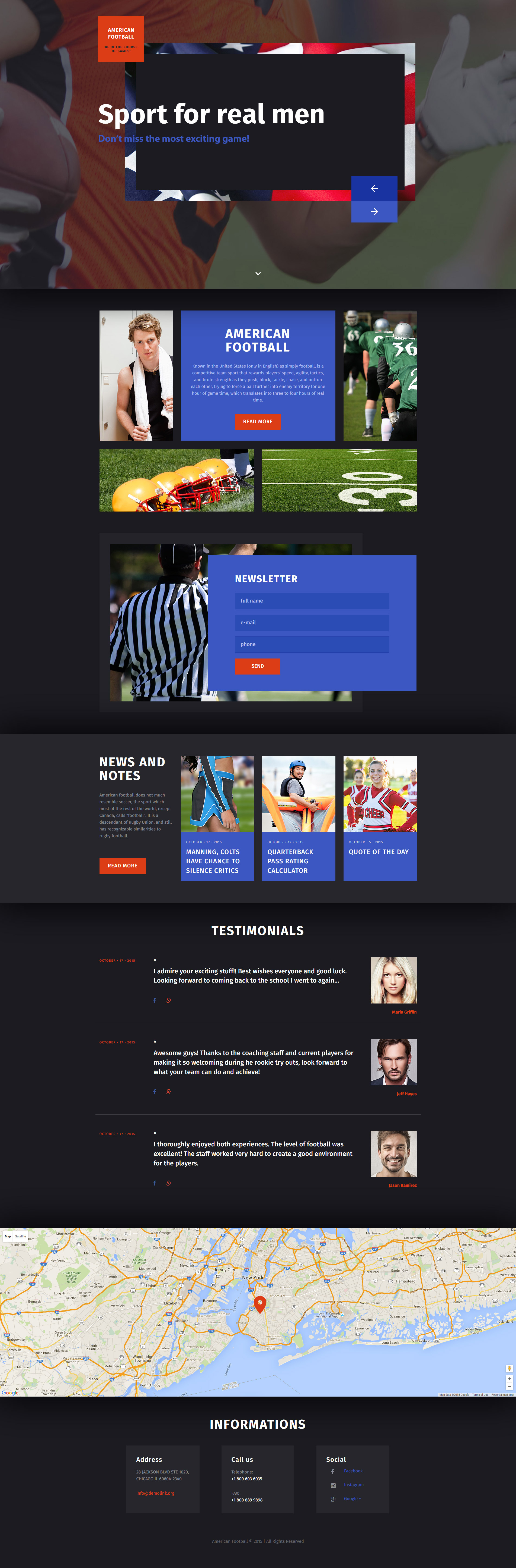 Rugby Template Responsive Landing Page Template