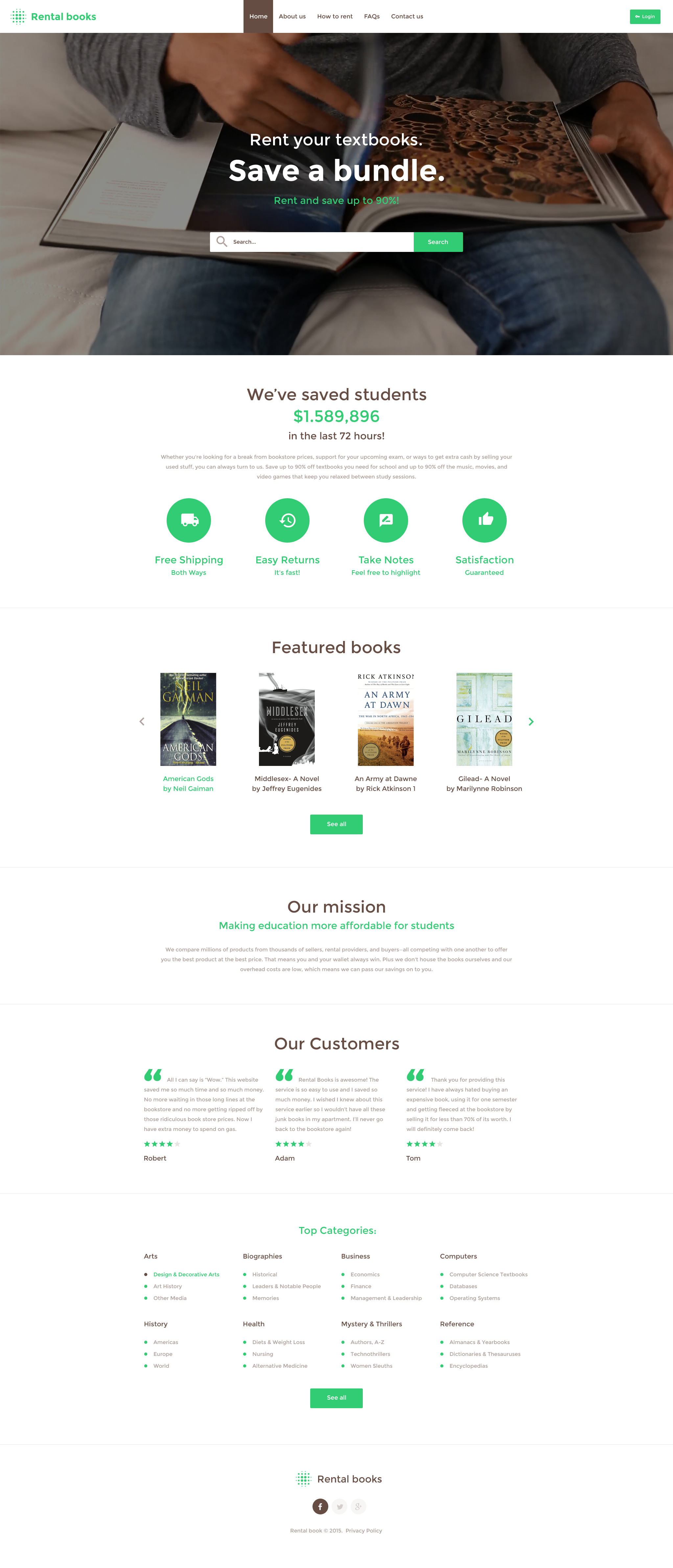 Rental Books Website Template