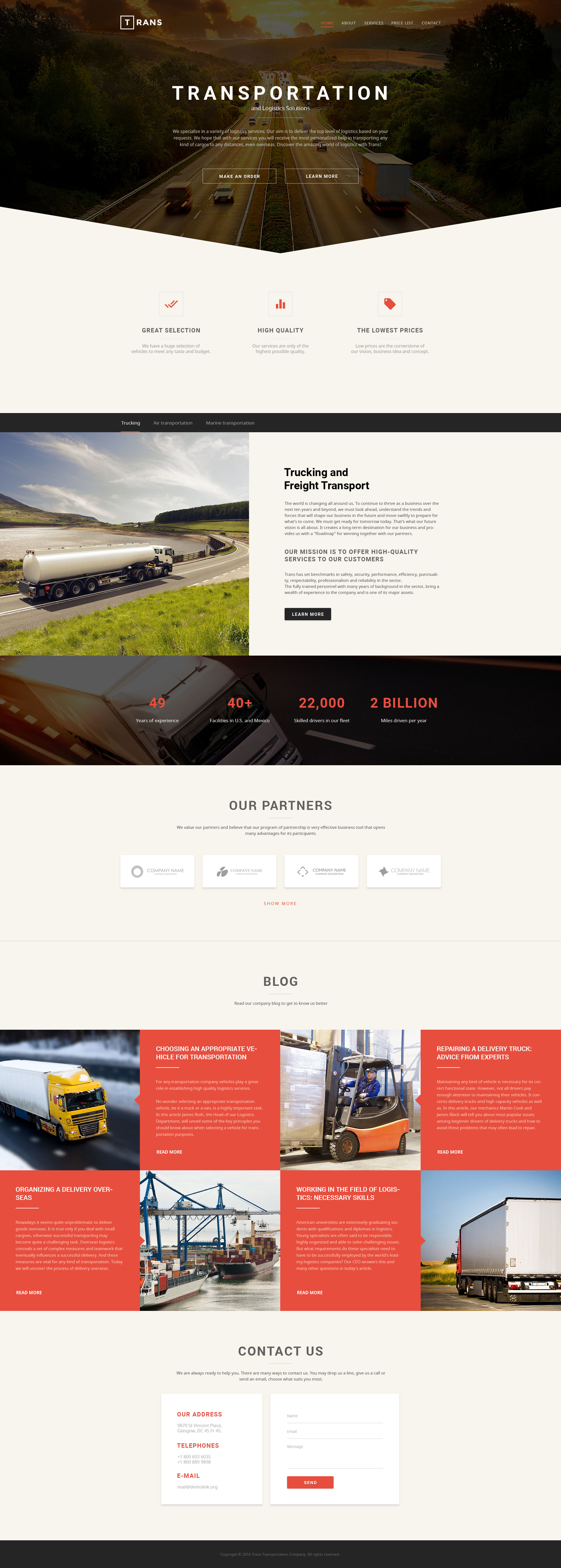 Transportation Template Responsive Website Template