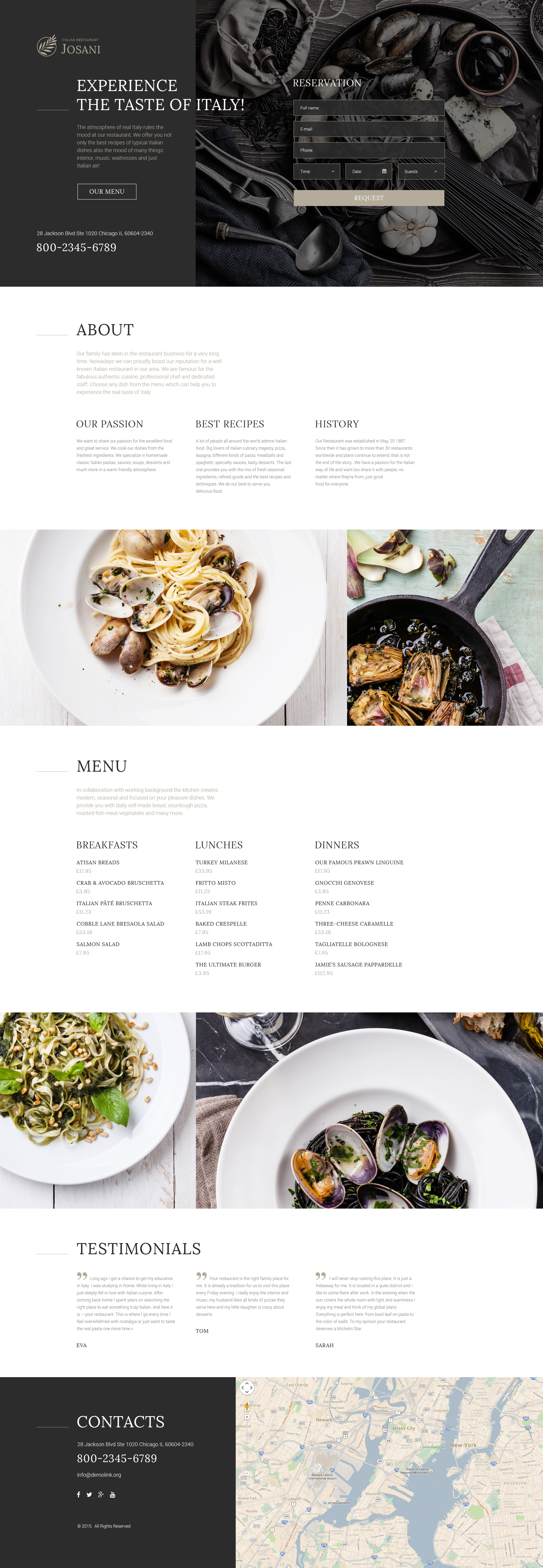 Italian Restaurant Template Responsive Landing Page Template