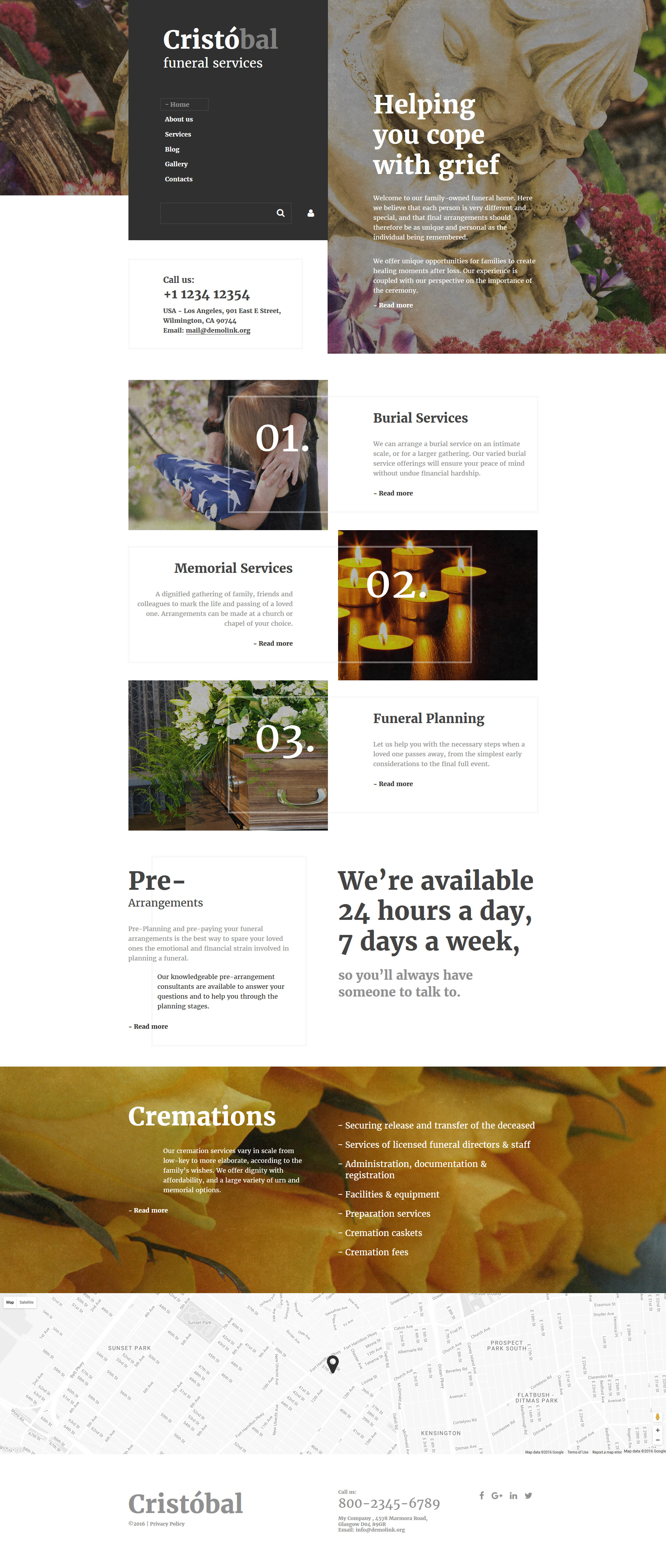 Cristobal – Funeral Services Responsive Website Template