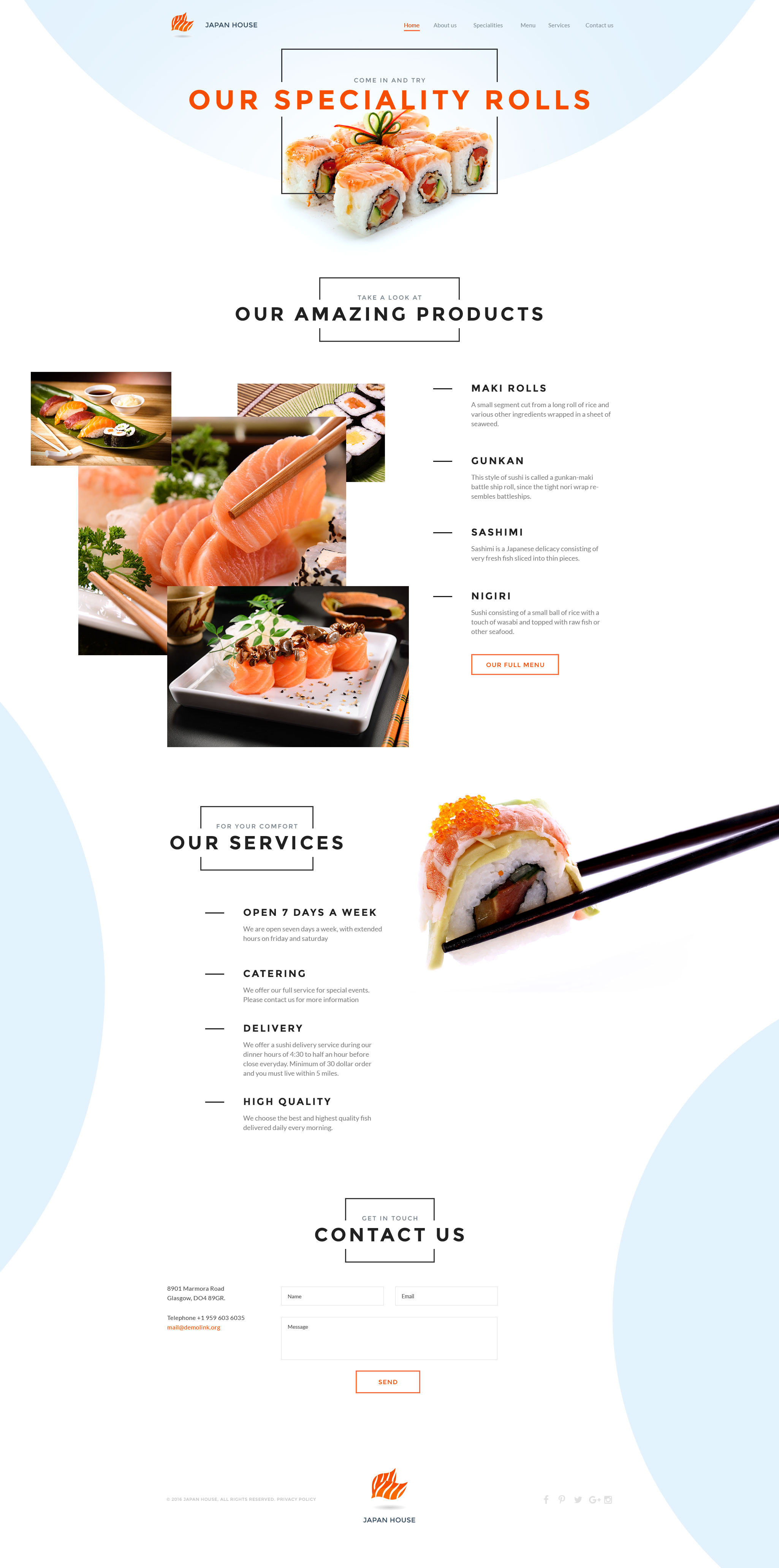 Sushi Bar Template Responsive Website Template