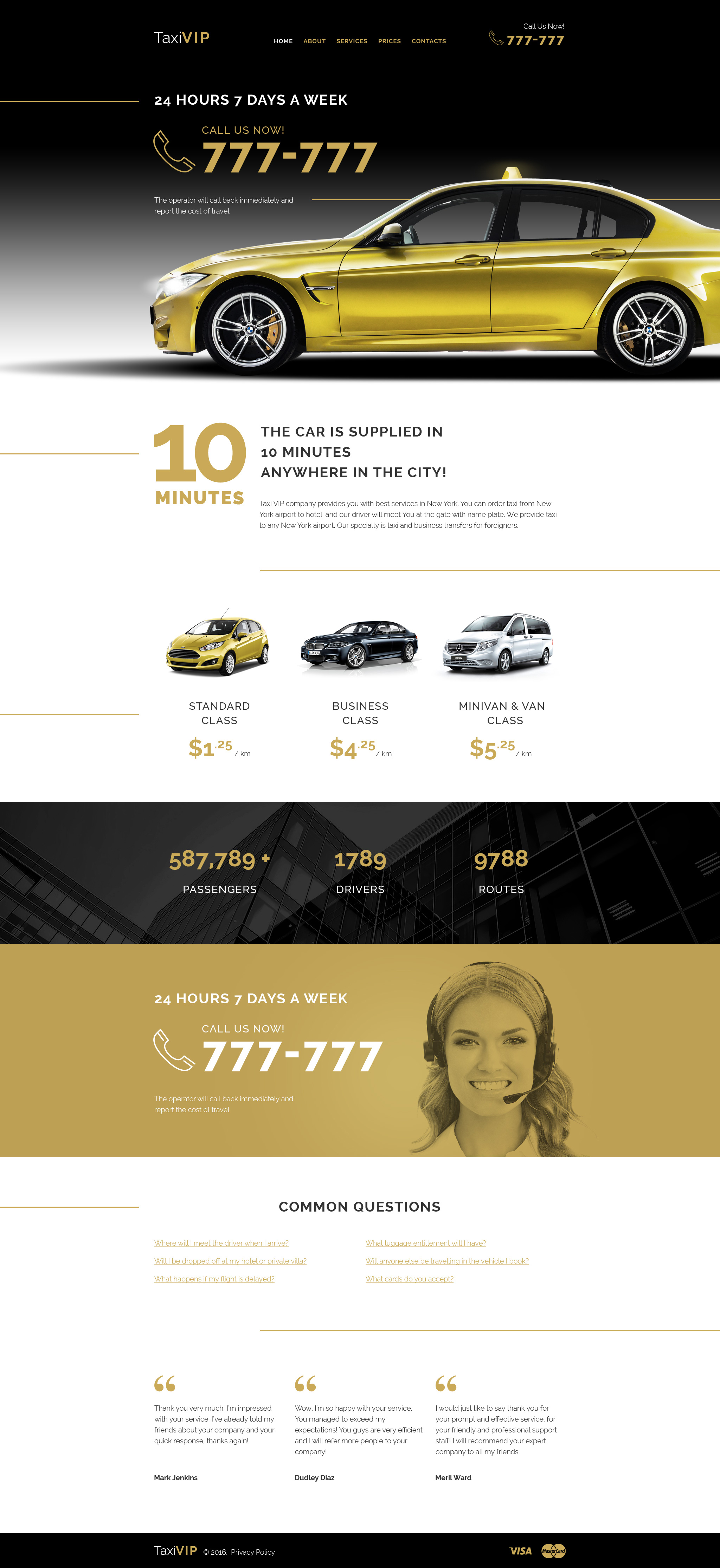 Taxi Vip Website Template