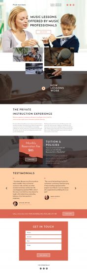 Music School Template Responsive Landing Page Template