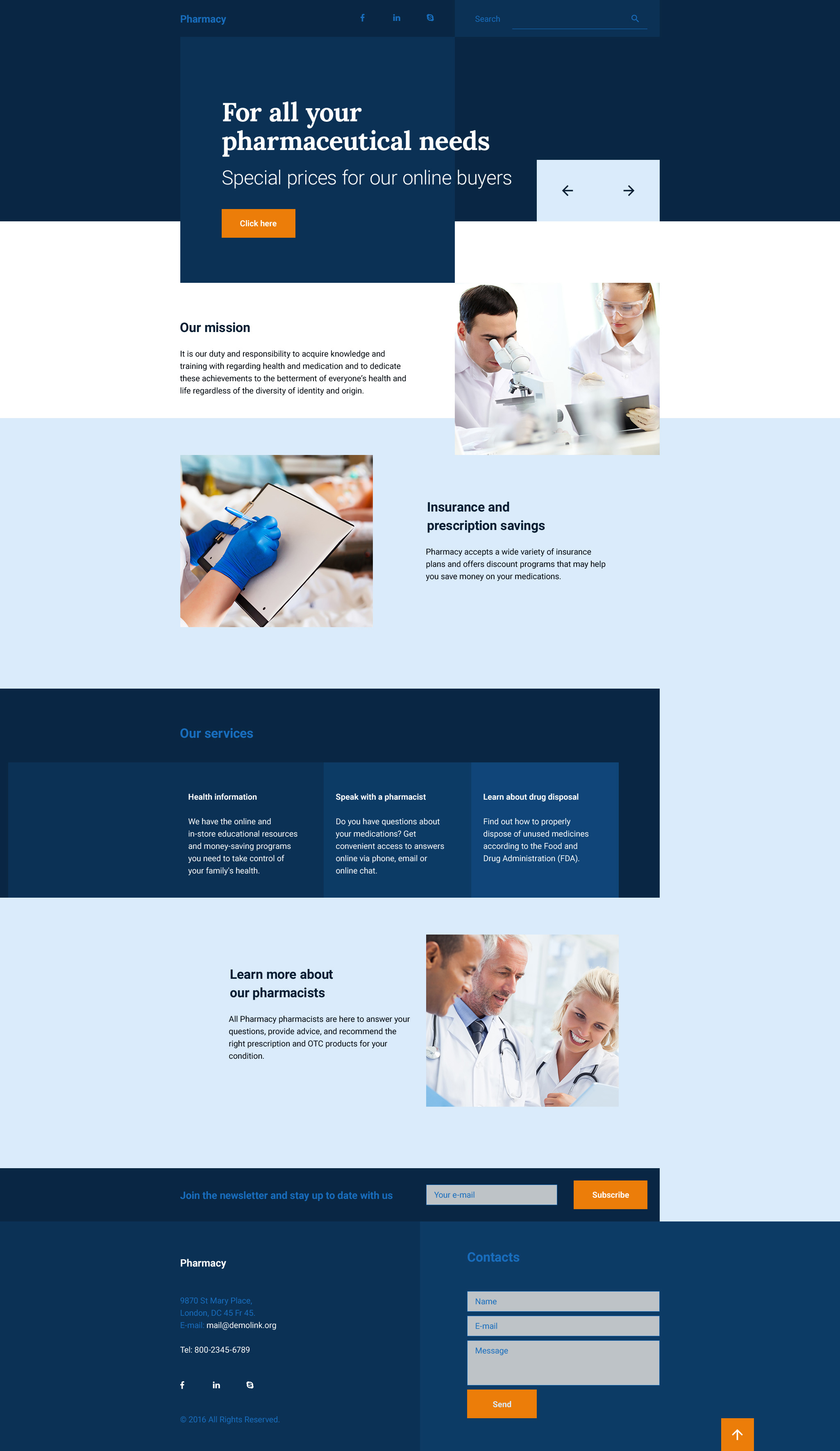 Drug Store Template Responsive Landing Page Template Zemez HTML