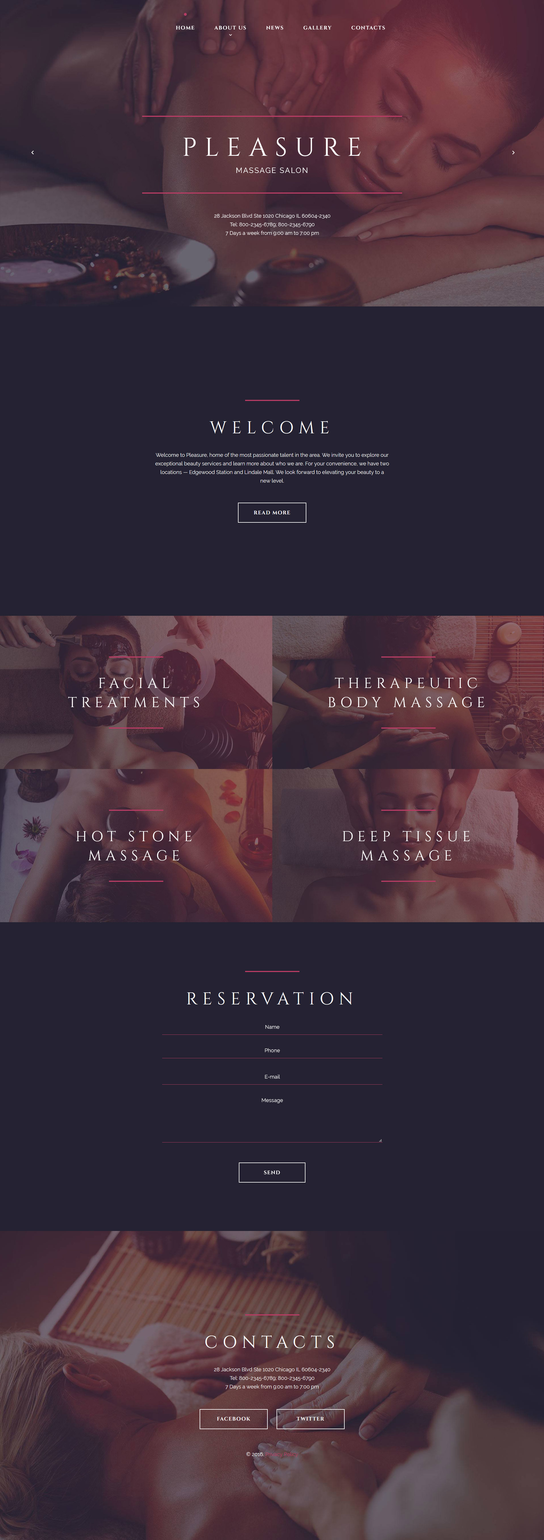 Massage Salon Template Responsive Website Template