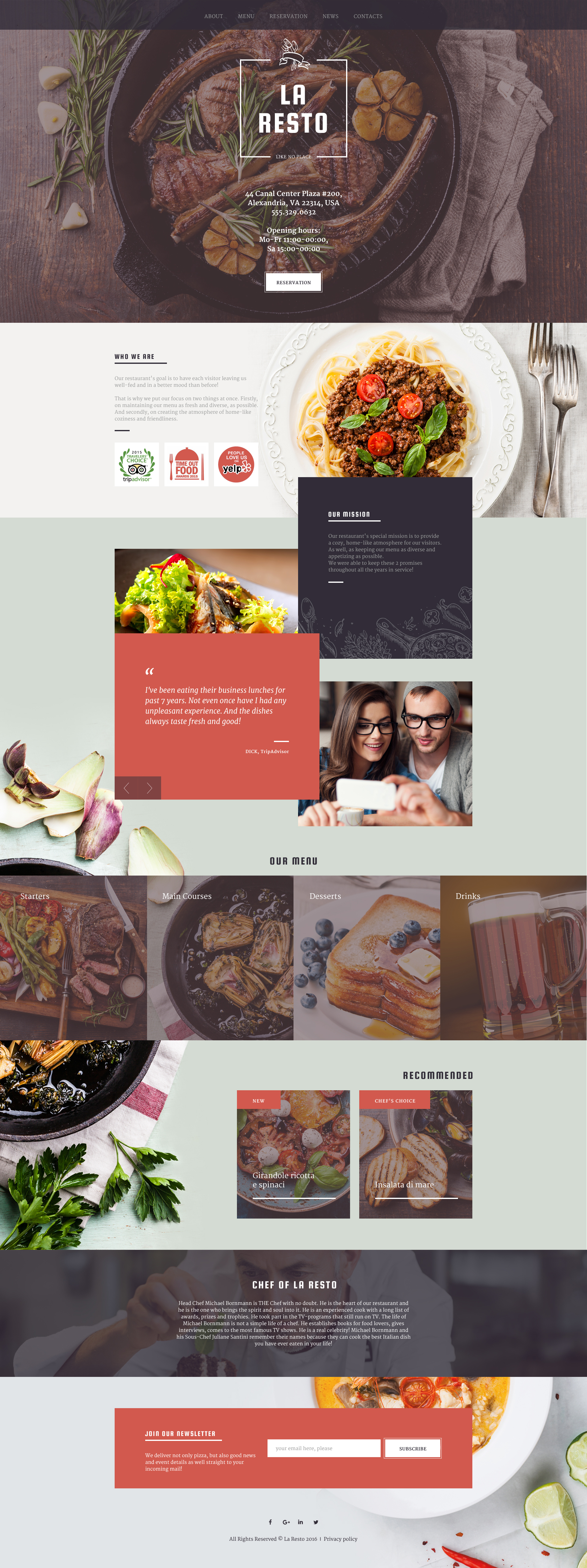 Cafe and Restaurant Template Responsive Website Template