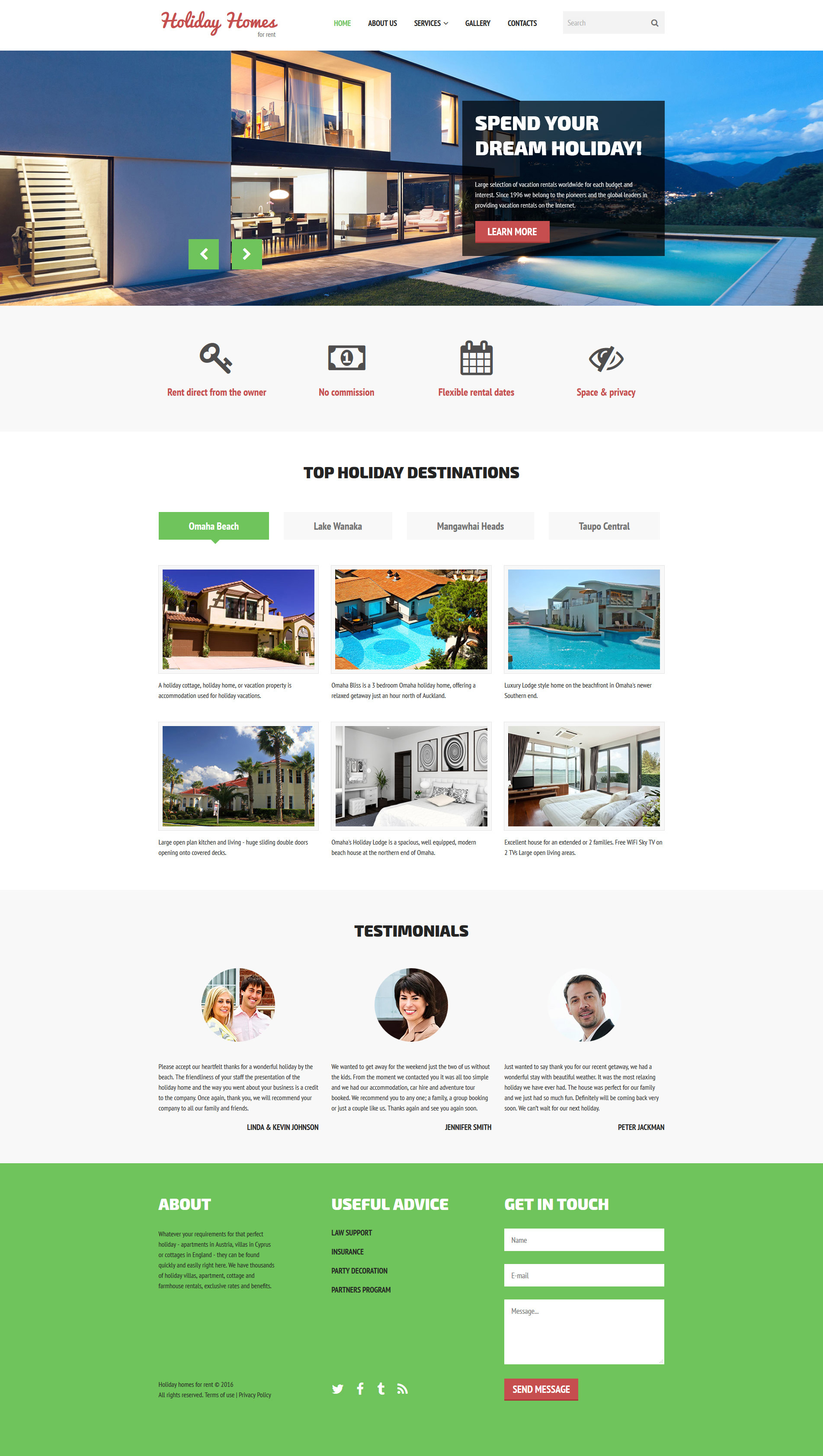 Holiday Homes for Rent Website Template Zemez HTML