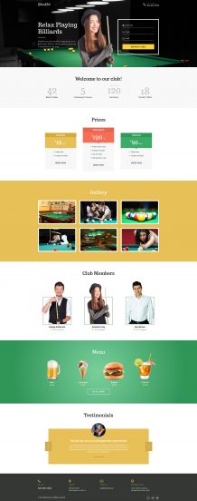 Billiards Template Responsive Landing Page Template