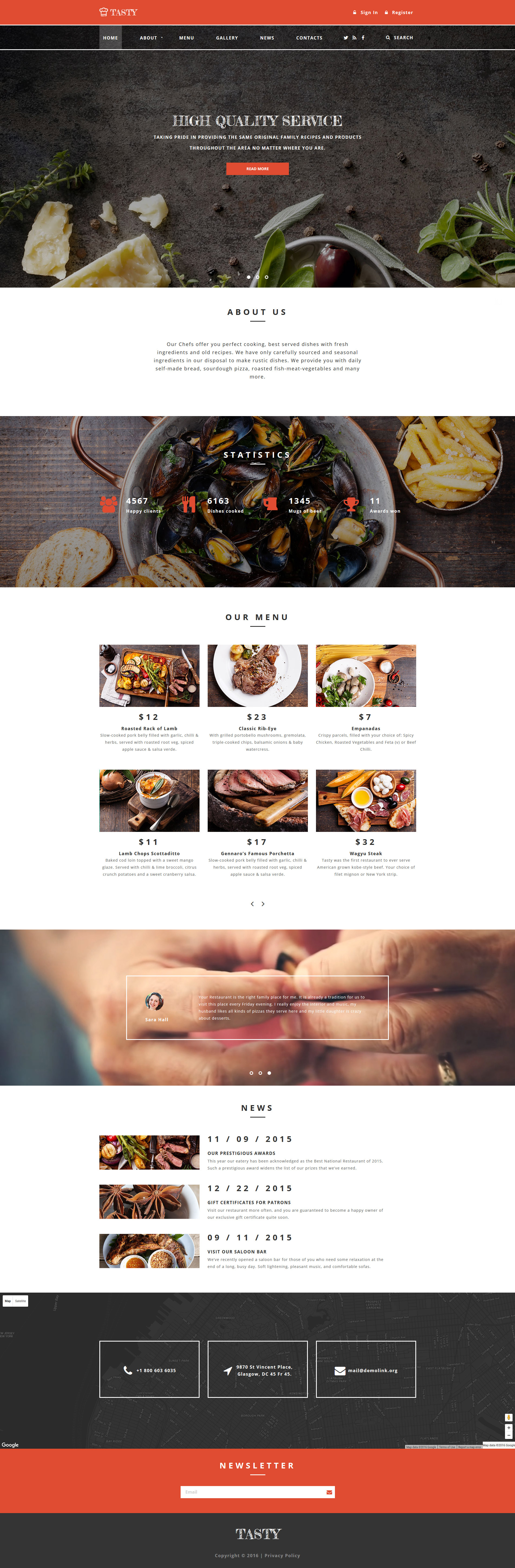 Tasty – Cafe and Restaurant Website Template