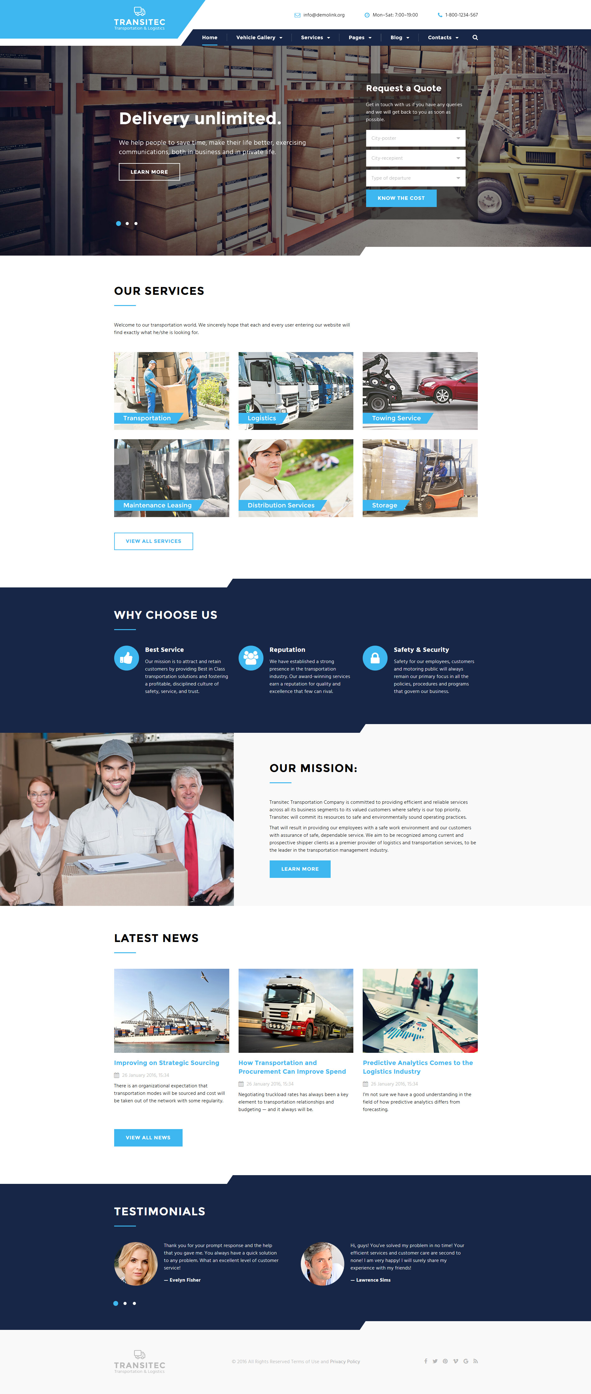 Transportation Template Responsive Website Template