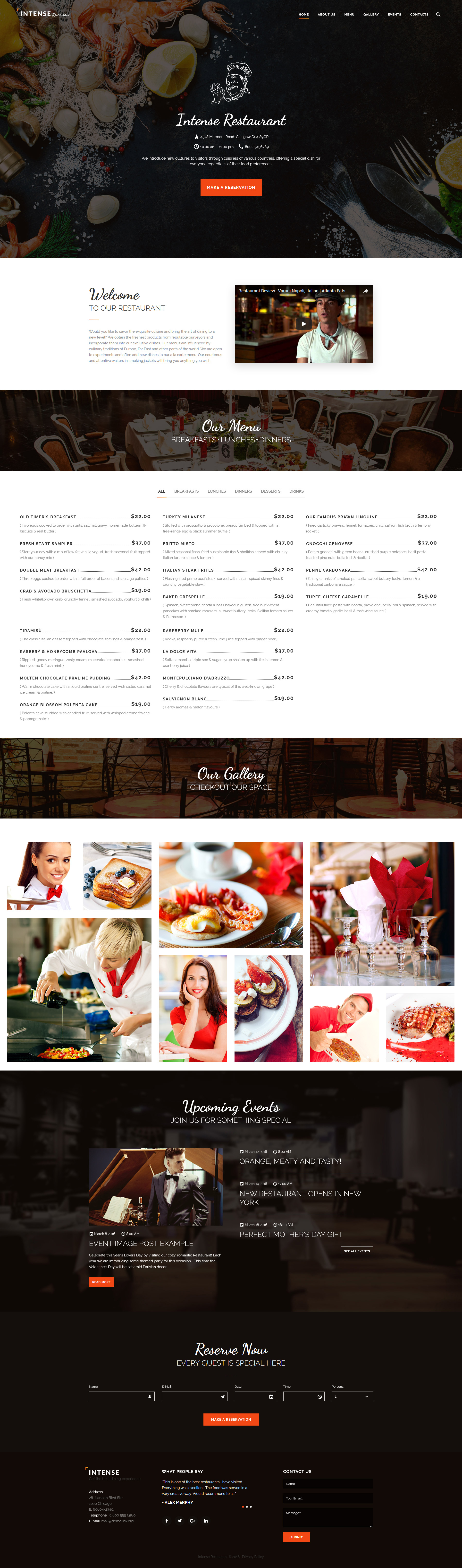 INTENSE Restaurant Website Template