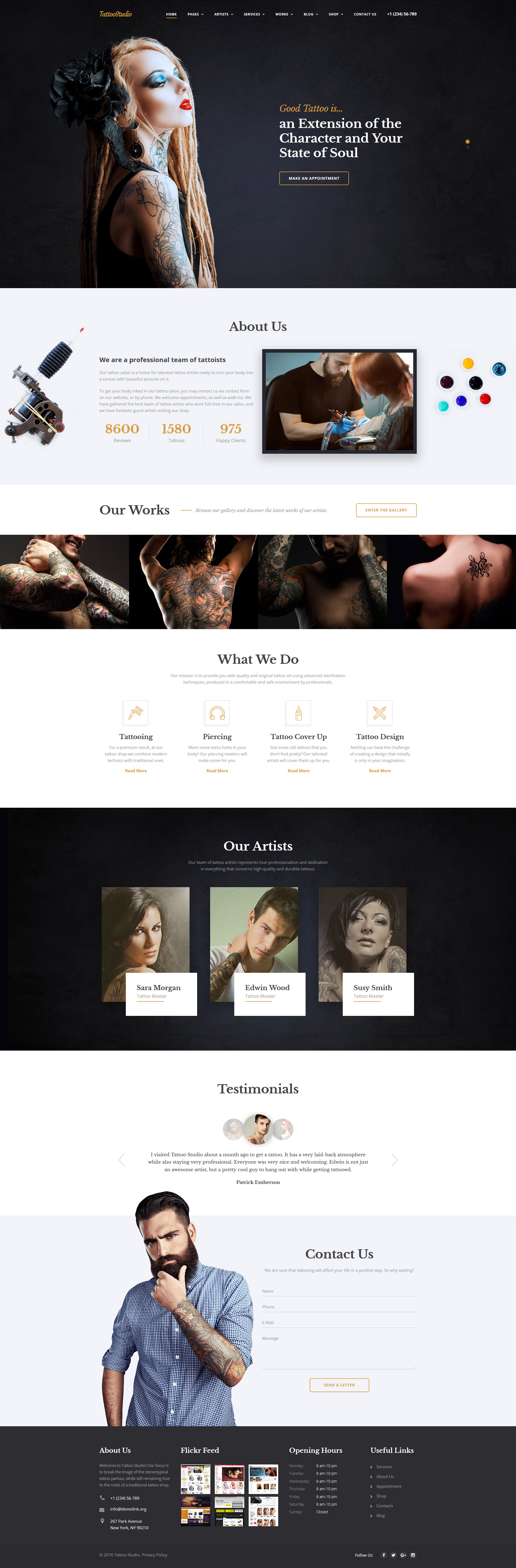 Tattoo Salon Template Responsive Website Template