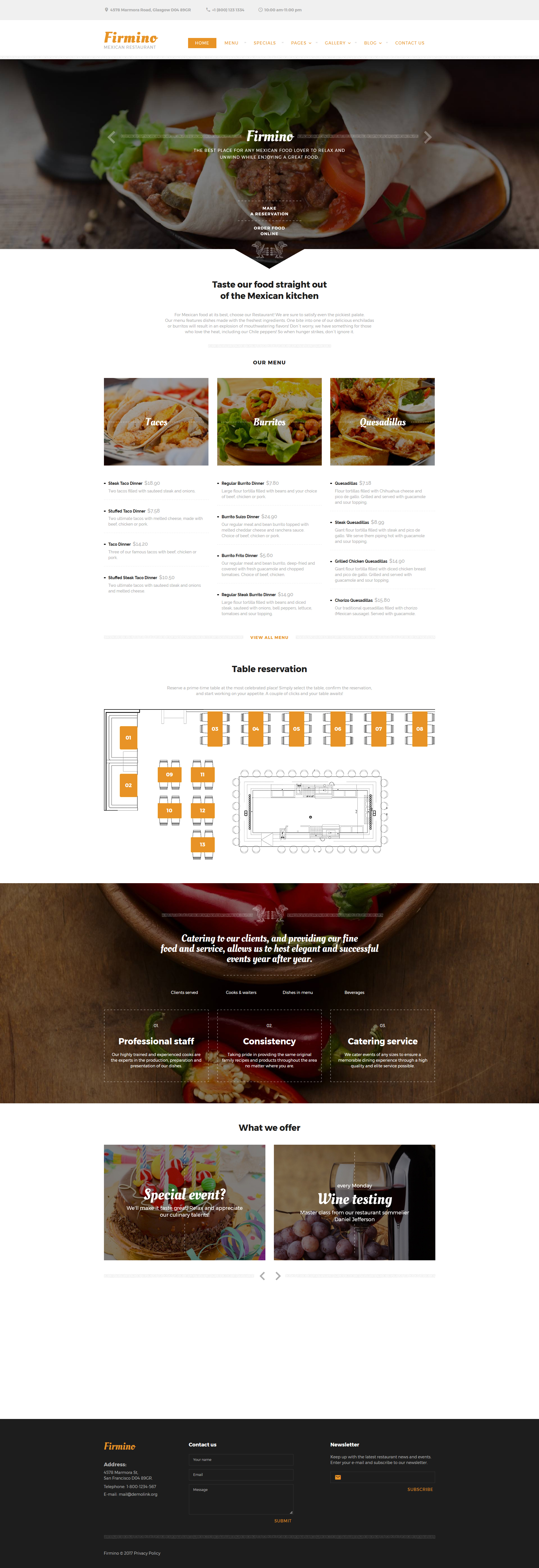 Firmino – Mexican Restaurant Multipage Website Template