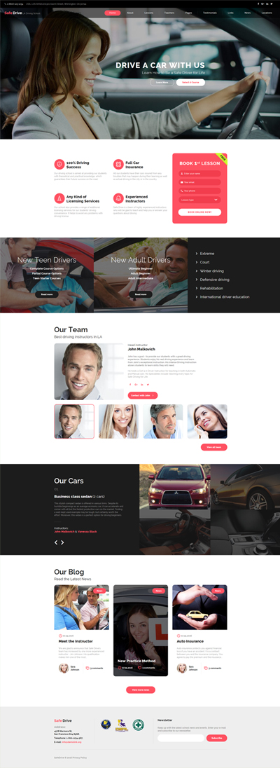 Safe Drive – Traffic School & Driving Lessons Website Template