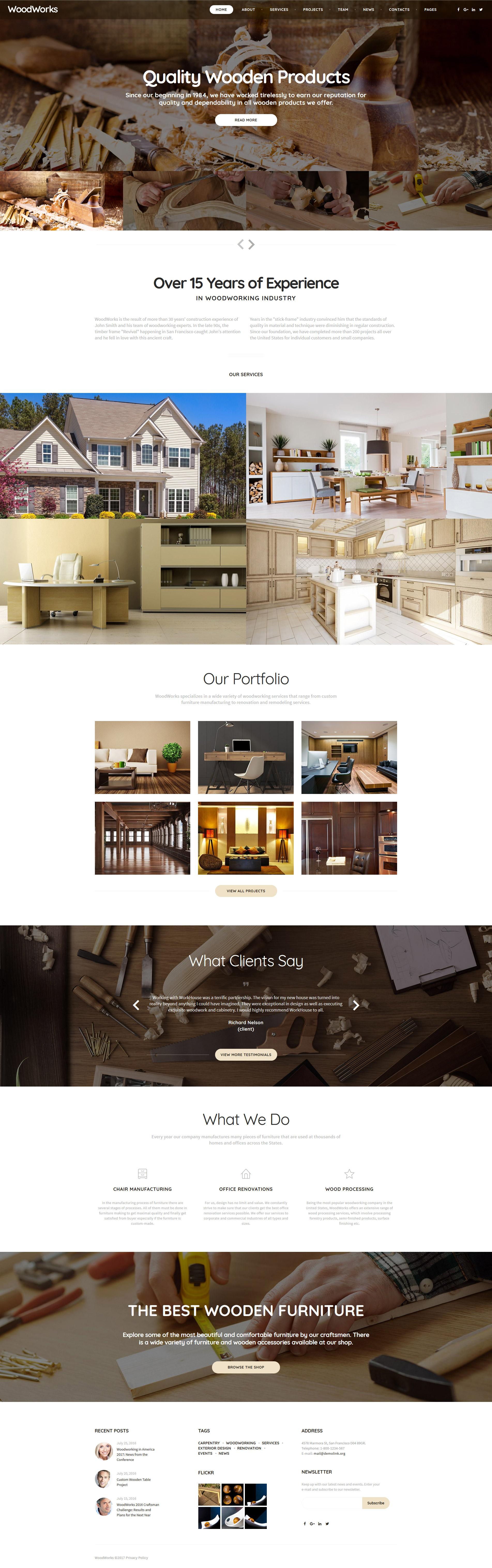 Woodworks – Carpentry Multipage Website Template