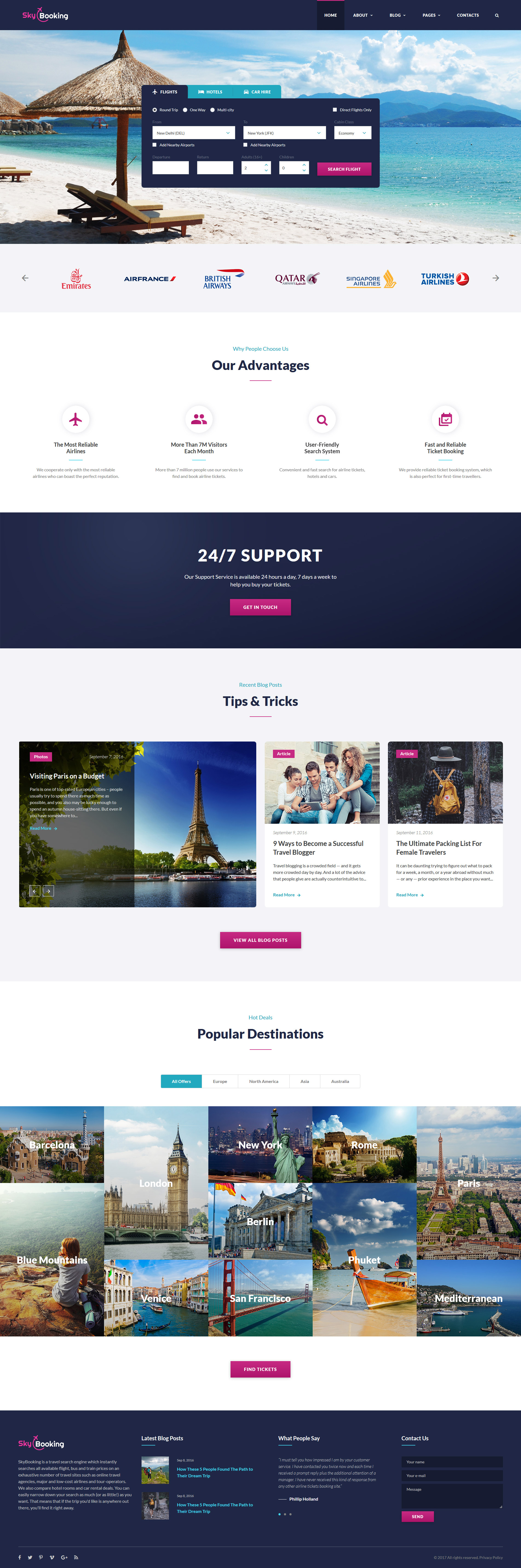 Sky Booking – Travel Online Multipage Website Template