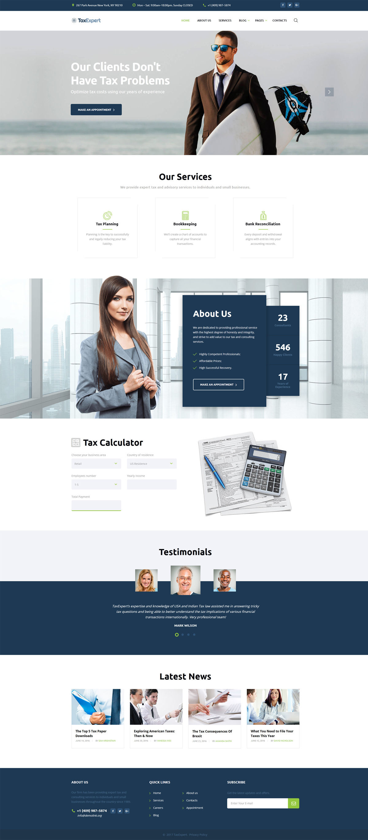 Tax Advisor & Financial Consultant Website Template