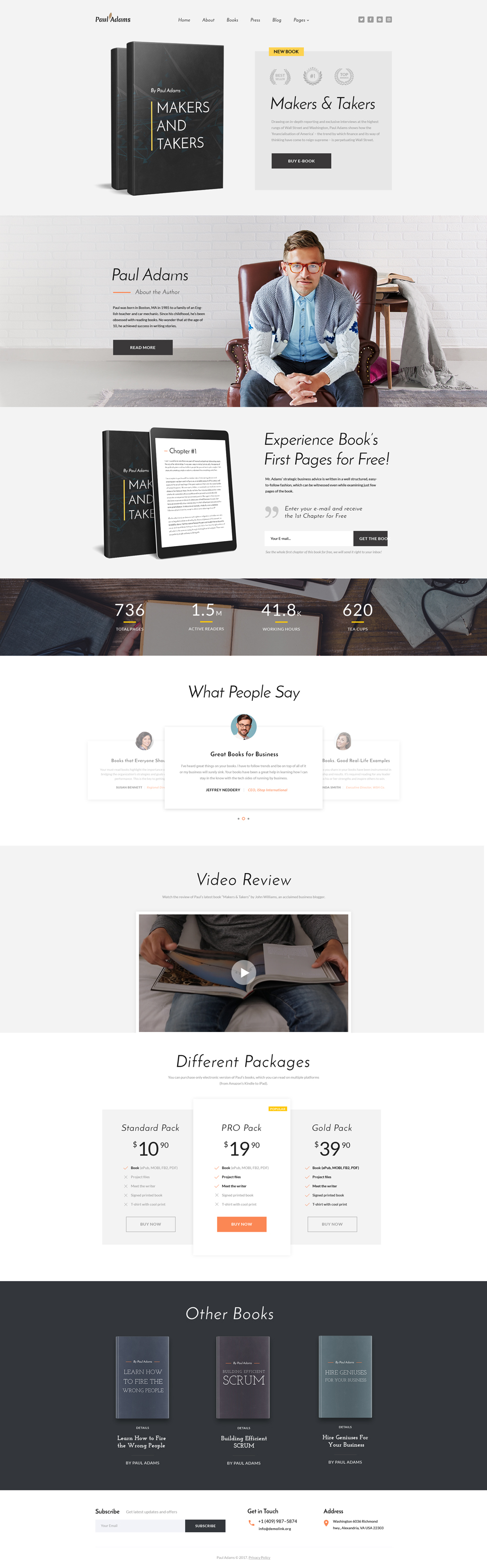 Paul Adams – Writer Website Template