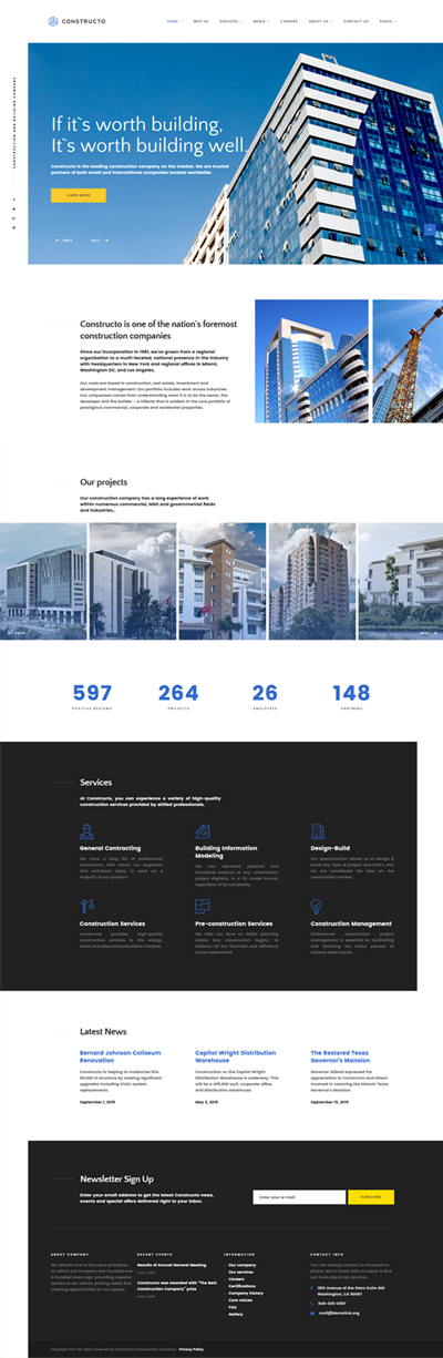 Constructo – Architecture & Construction Company Responsive Website Template