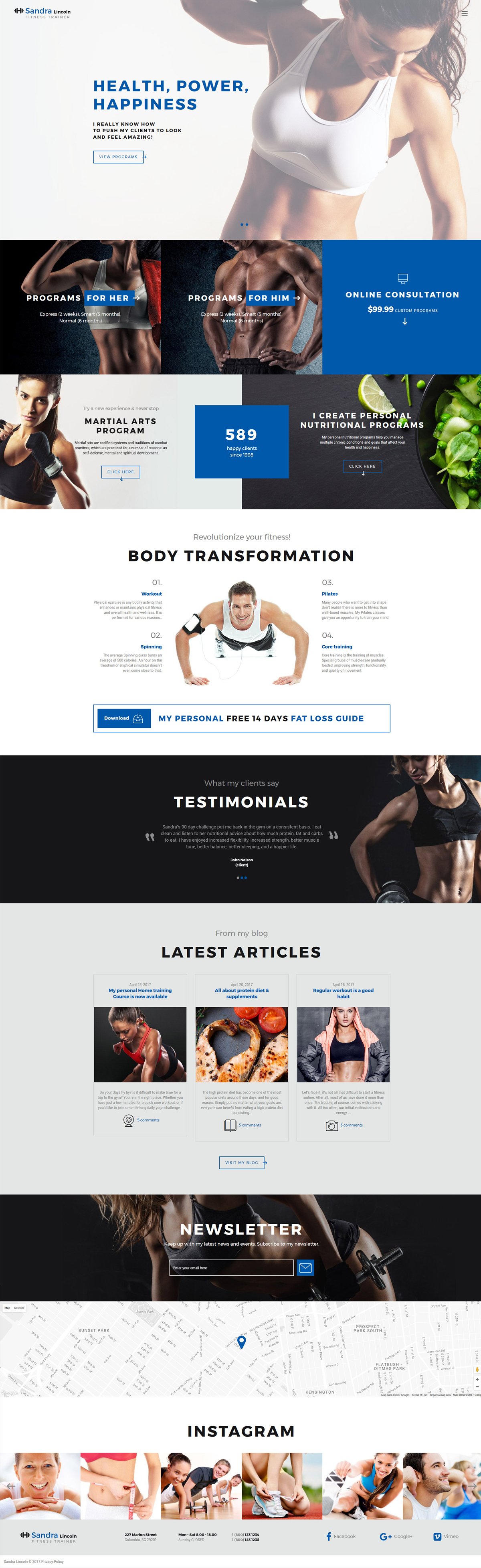 Sandra Lincoln – Personal Fitness Trainer Responsive Website Template