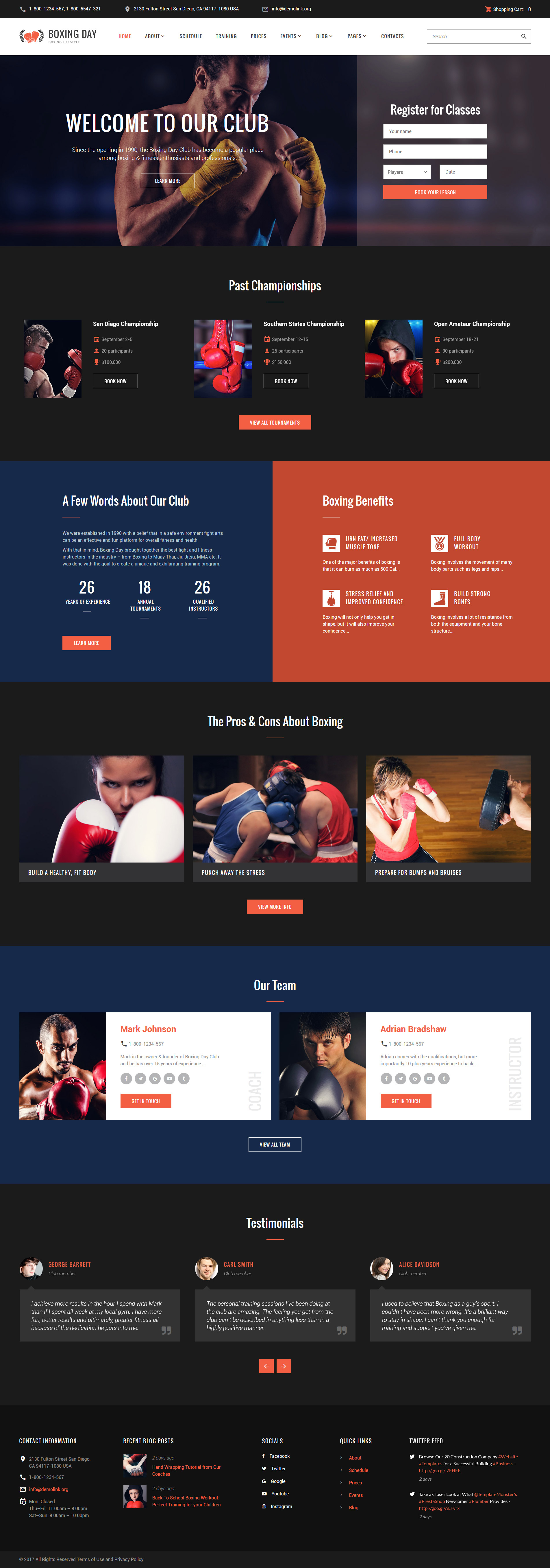 Boxing Day – Boxing Lifestyle Club Responsive Website Template