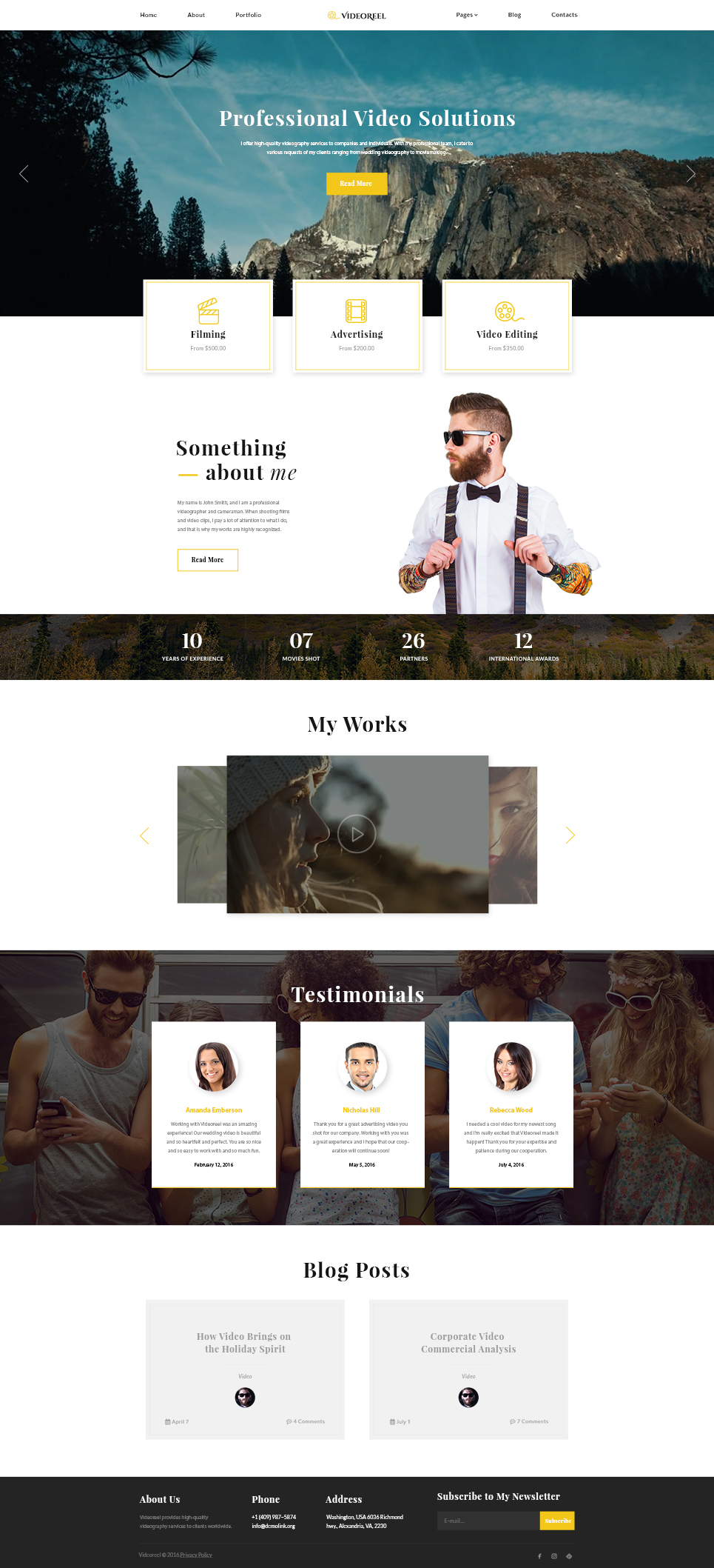 VideoReel – Videographer Multipage Website Template