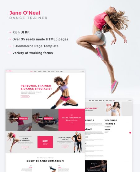 Jane O'Neal - Dance Studio Multipage Website Template