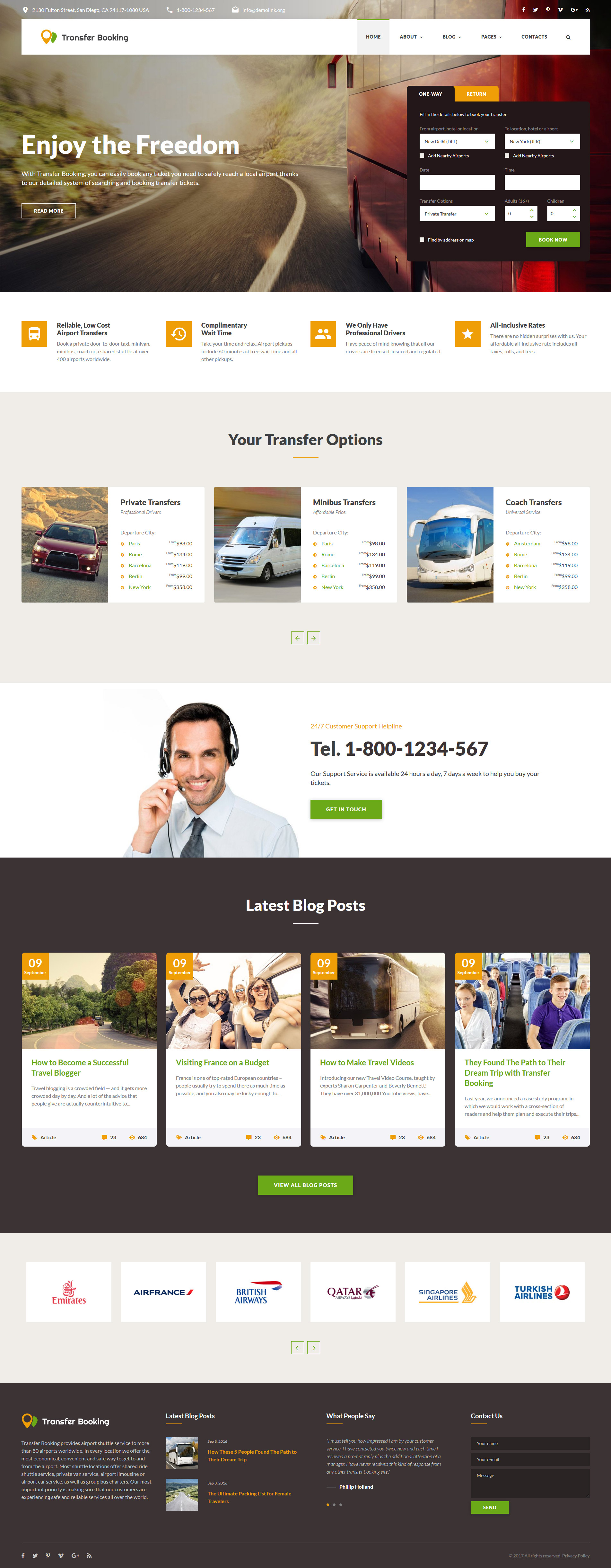 Transfer Booking Airport Shuttle Services Website Template Zemez HTML