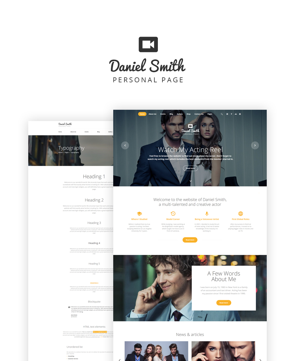 Daniel Smith – Personal Page Responsive Multipage Website Template