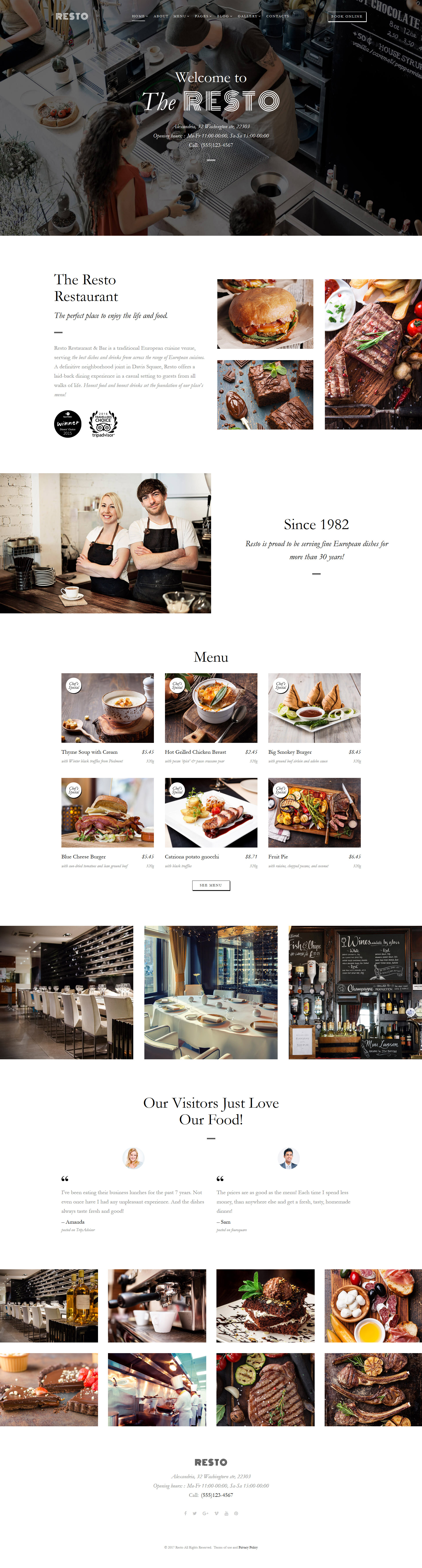 Resto – Cafe & Restaurant Multipage Website Template