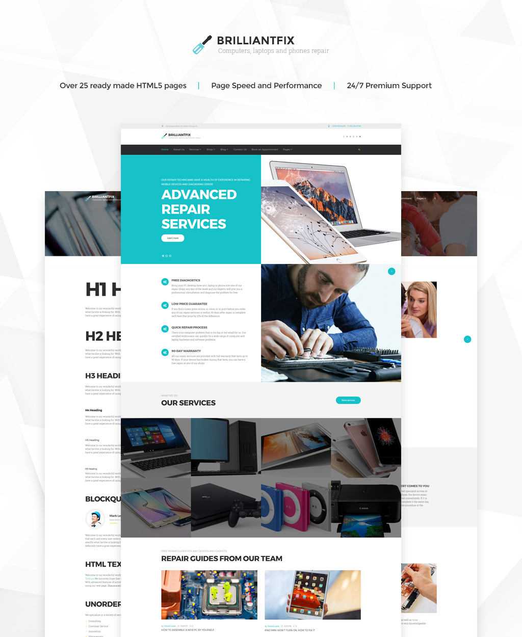 BrilliantFix – Service Center Website Template