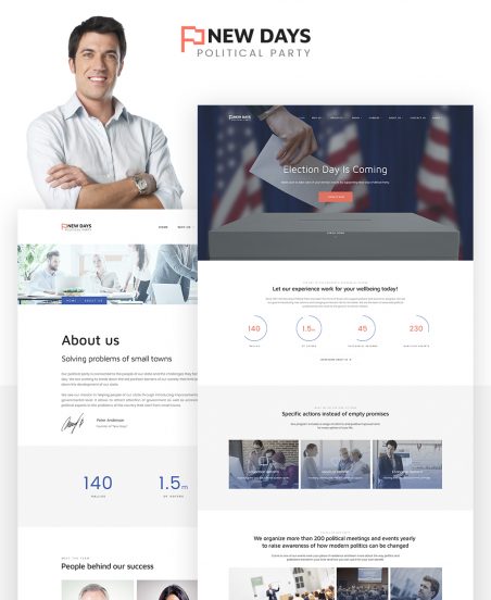 New Days - Political Party Responsive Multipage Website Template