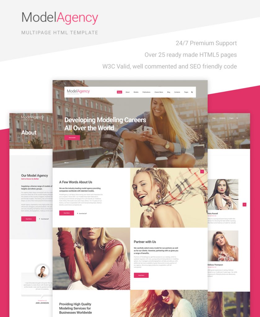 Web Shop Models Urban Fashion Girls - Model Agency Multipage Website Template - Zemez HTML