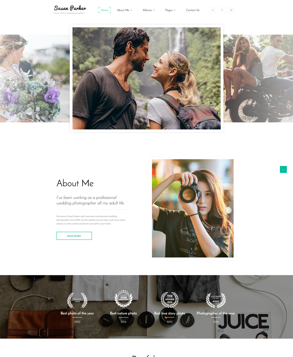 Susan Parker – Lovestory Photographer Multipage Website Template