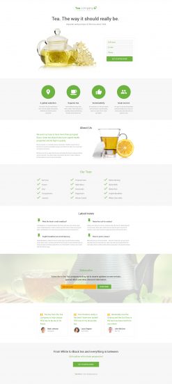 Tea Shop Template Responsive Landing Page Template